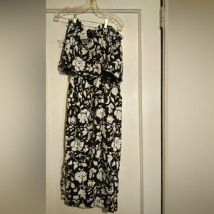 Inc Black & White Floral Off-Shoulder Maxi Dress